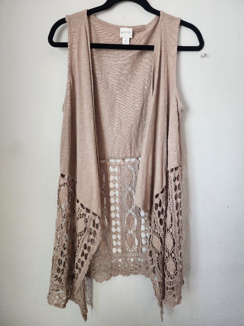 Zenergy by Chico's Crochet Boho Vest Size 0 US Small 100% Cotton